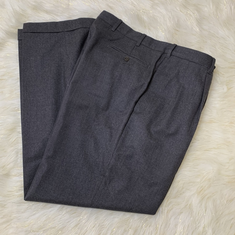 Faconnable Solid Dark Gray 100% Wool Dress Pleated - image 3